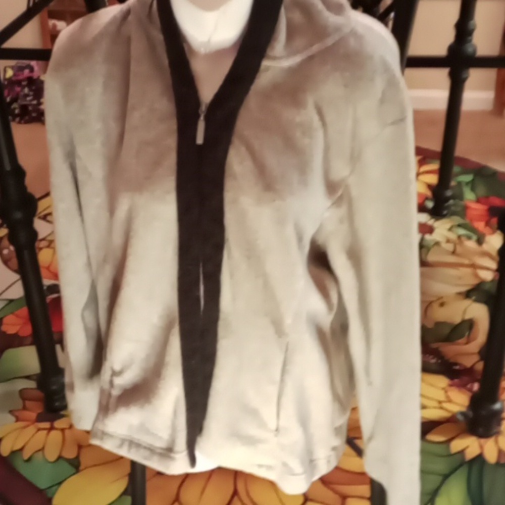 By Design Sport XL Jacket Gray with Black Trim Zipper Front w/Hood
